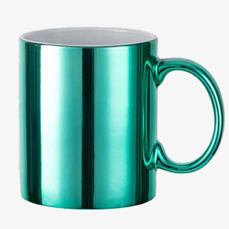 Taza de colores plateados para sublimar 11oz color verde