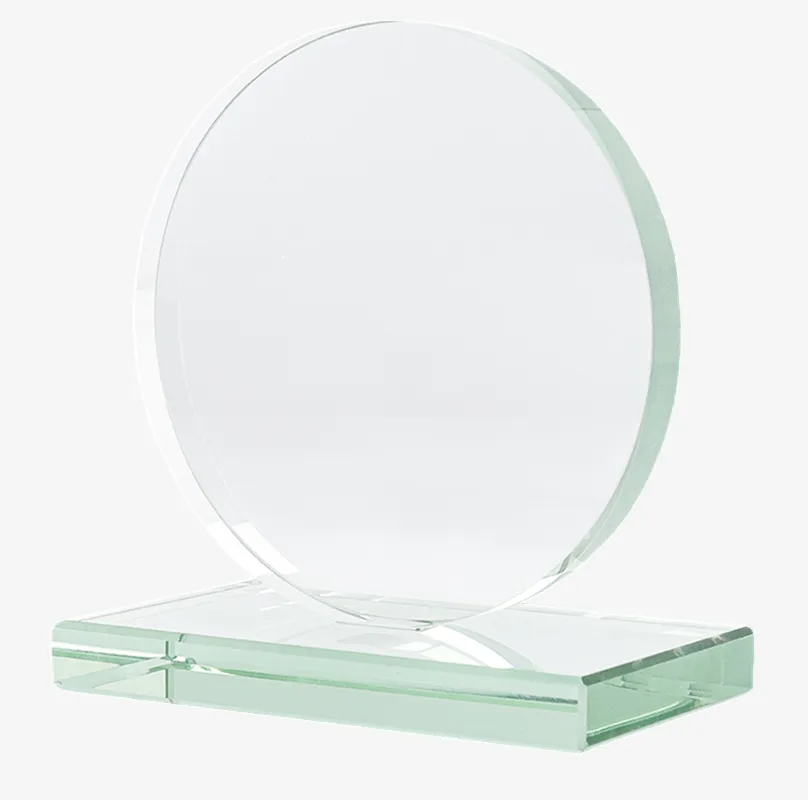 Cristal mediano de forma circular con Soporte, para sublimar tamaño: 12*12*2cm