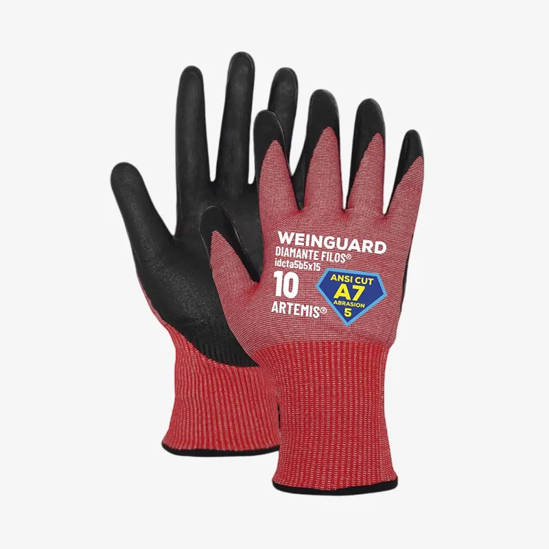 Guantes de Corte color rojo recubierto de nitrilo A7 Talla 8