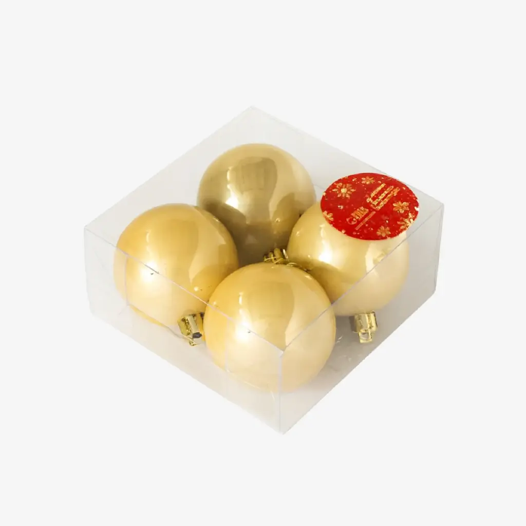Set de 4 bolas navideñas doradas de 6cm