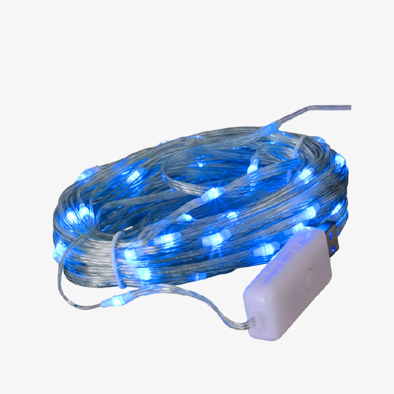Luces de Navidad, color azul, 10m, modernas