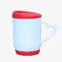 Taza Blanca con asa corazón y tapa de silicona color rojo