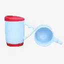 Taza Blanca con asa corazón y tapa de silicona color rojo