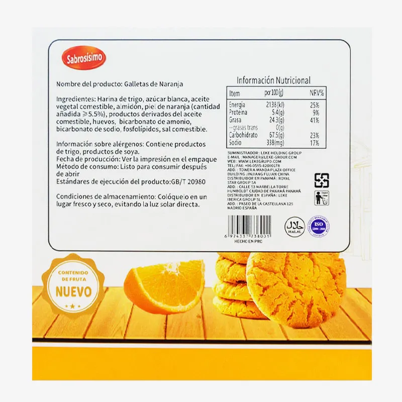 Galleta mantequilla sabor naranja
