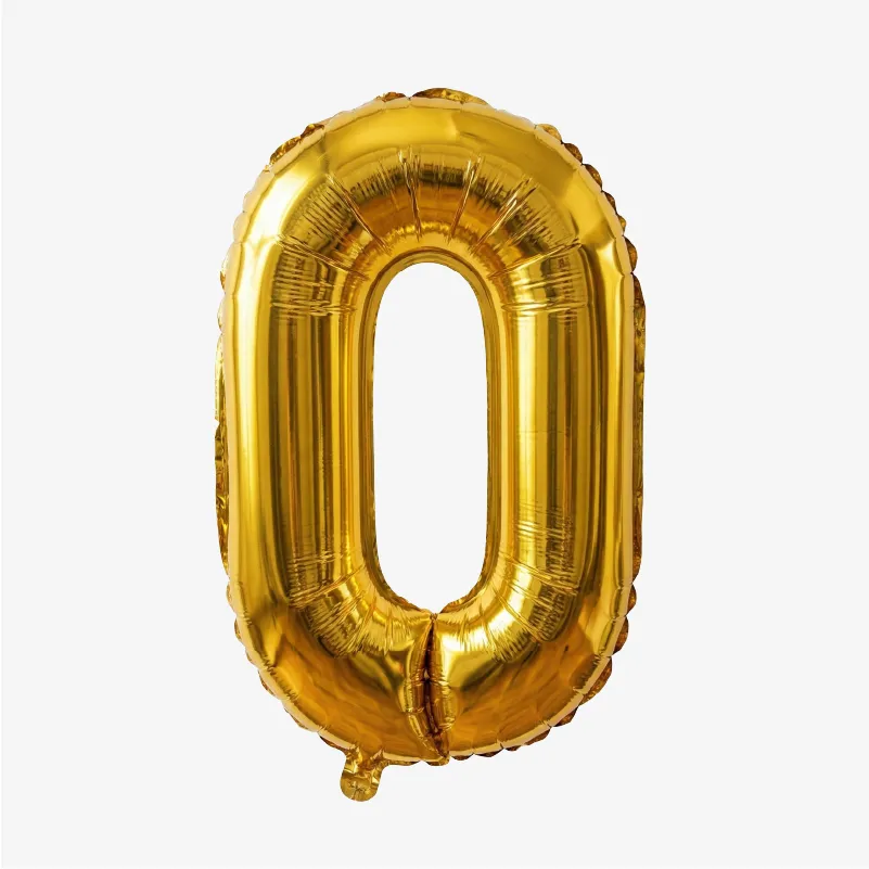 Globos con forma de números (del 0 al 9) dorados o plateados