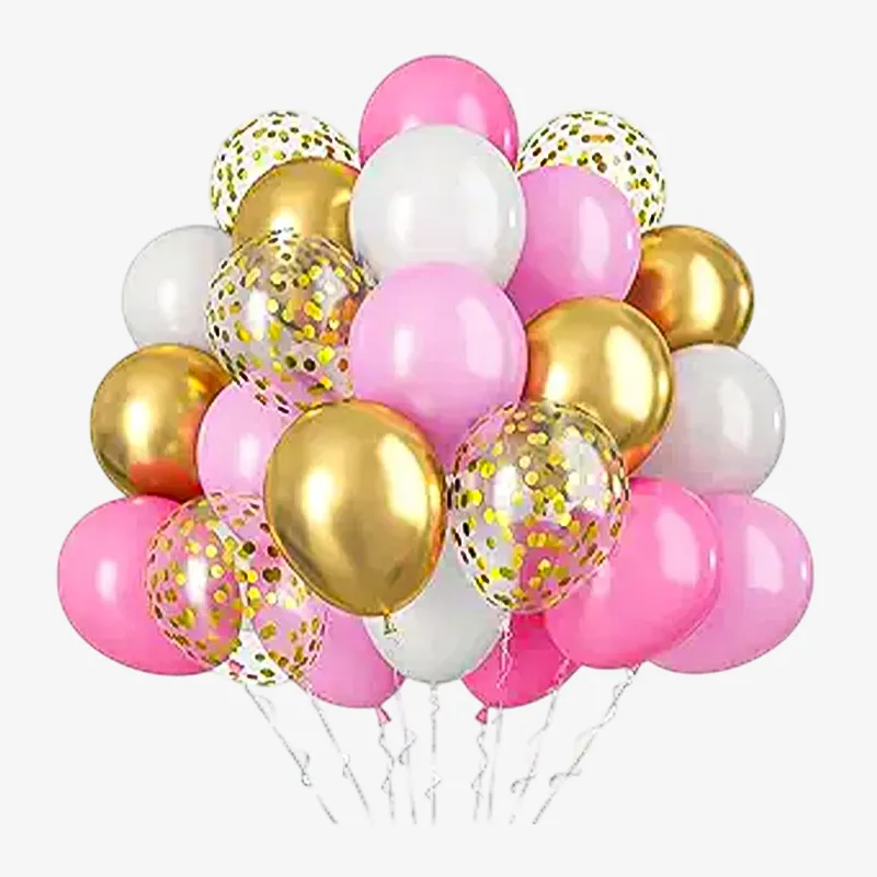 Globos a juego (nubes rosa y doradas)