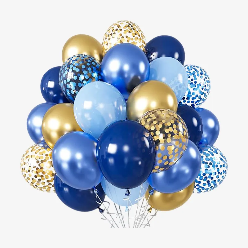 Globos a juego (nubes azules y doradas)