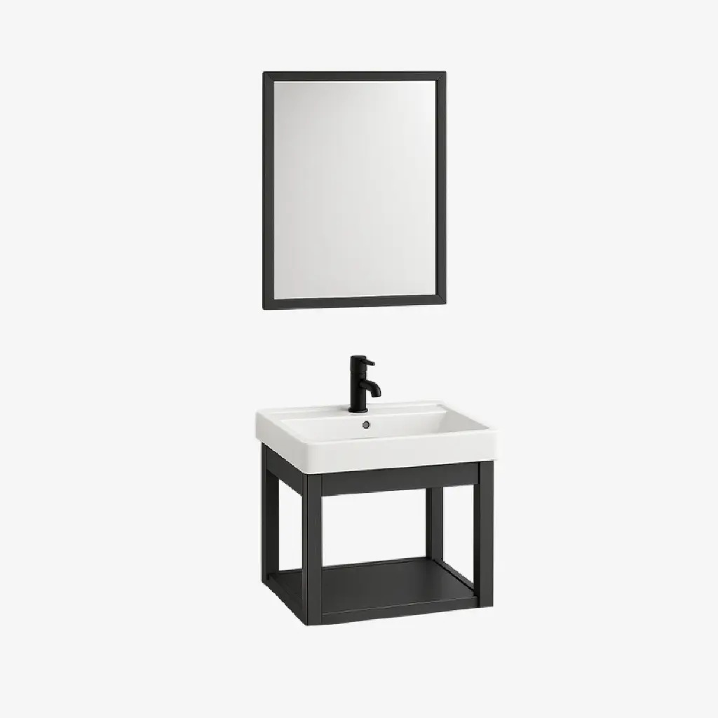 Set 1 de Baño con Espejo cuadrado y lavamanos 40*43*35CM