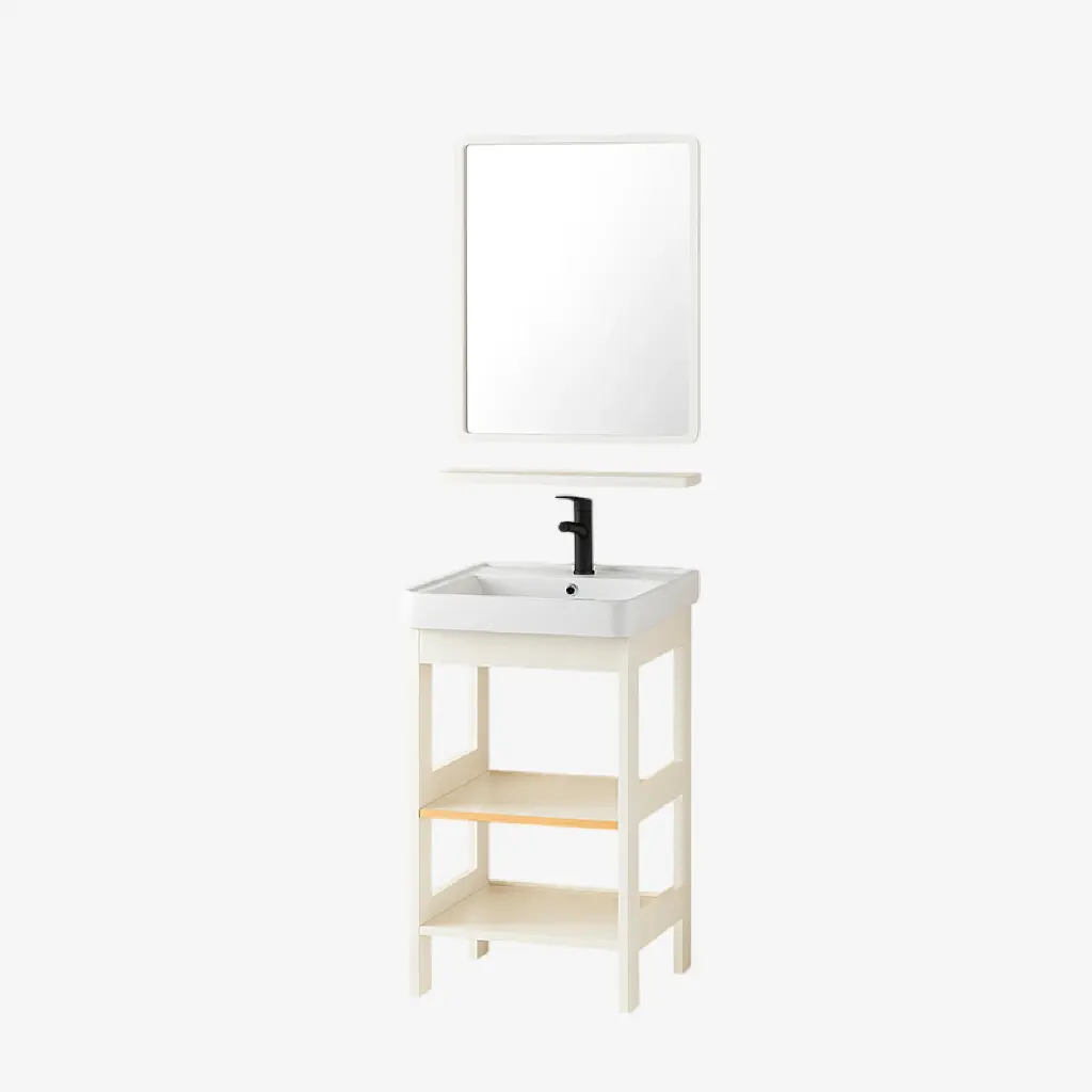 Set 14 de Baño con Espejo y mueble abierto de 2 niveles y lavamanos 78*43*35CM