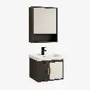 Set 24 de Baño con Espejo de 1 repisa horizontal y mueble con 2 puertas  lavamanos 51*35*41CM