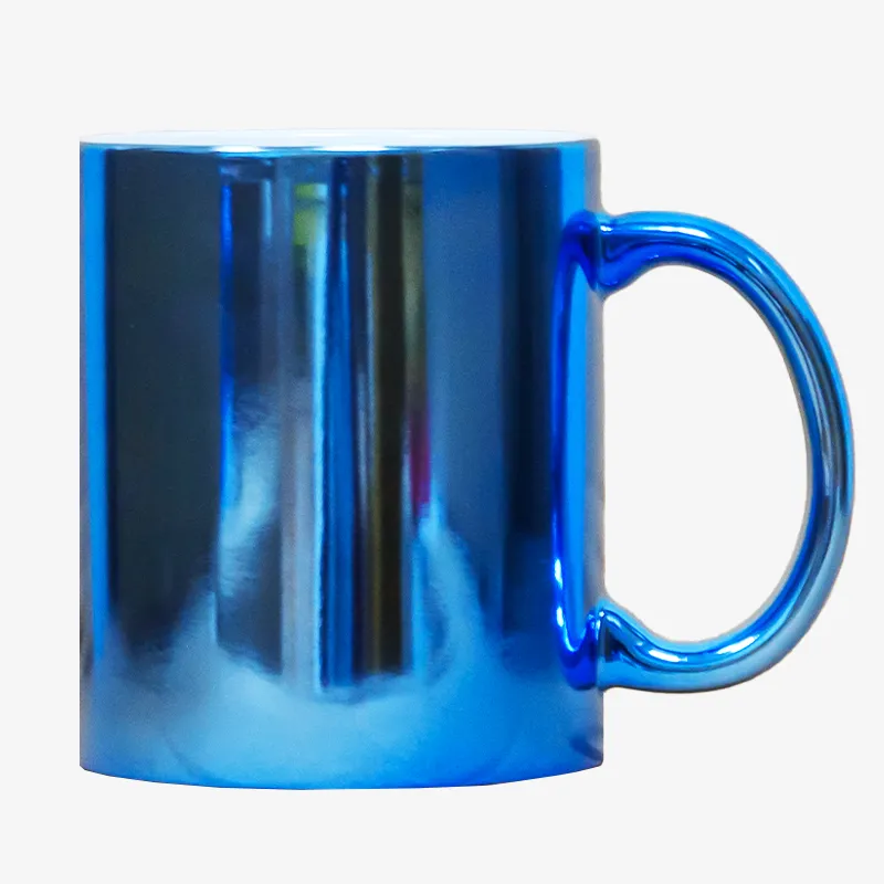 Taza 11 oz efecto espejo color azul