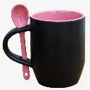 Taza mágica con cuchara 11 oz con color interior rosado