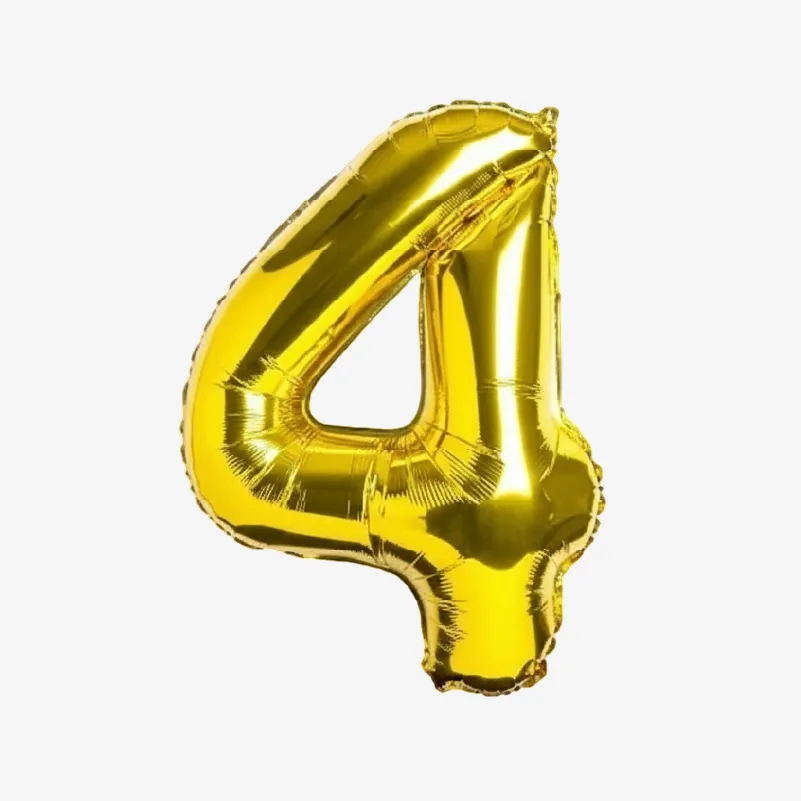 Globo dorado con forma de número (Número 4)