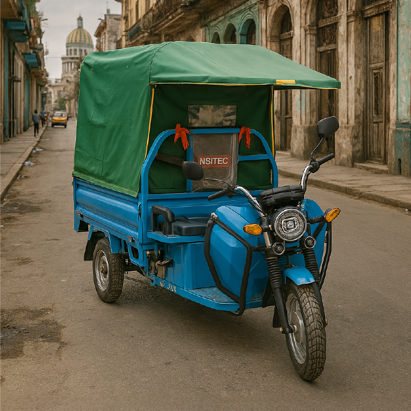 Triciclo Eléctrico de pasajeros con techo de lona