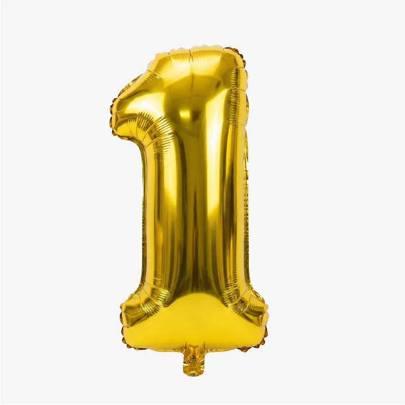 Globos con forma de números (del 0 al 9) dorados o plateados