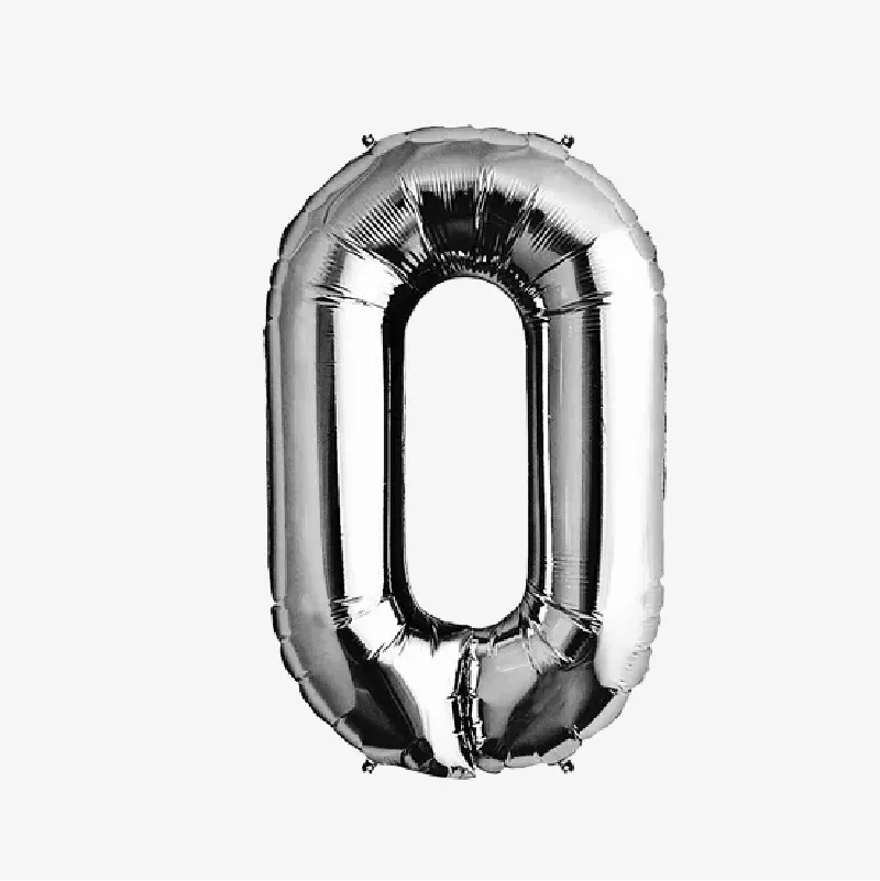 Globos con forma de números (del 0 al 9) dorados o plateados