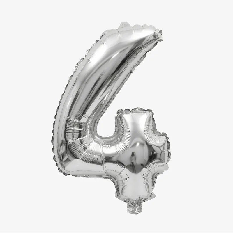 Globos con forma de números (del 0 al 9) dorados o plateados