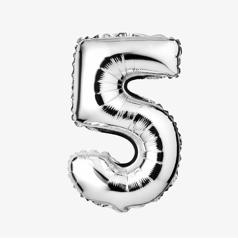 Globos con forma de números (del 0 al 9) dorados o plateados