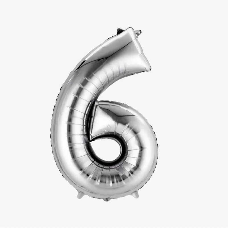 Globos con forma de números (del 0 al 9) dorados o plateados