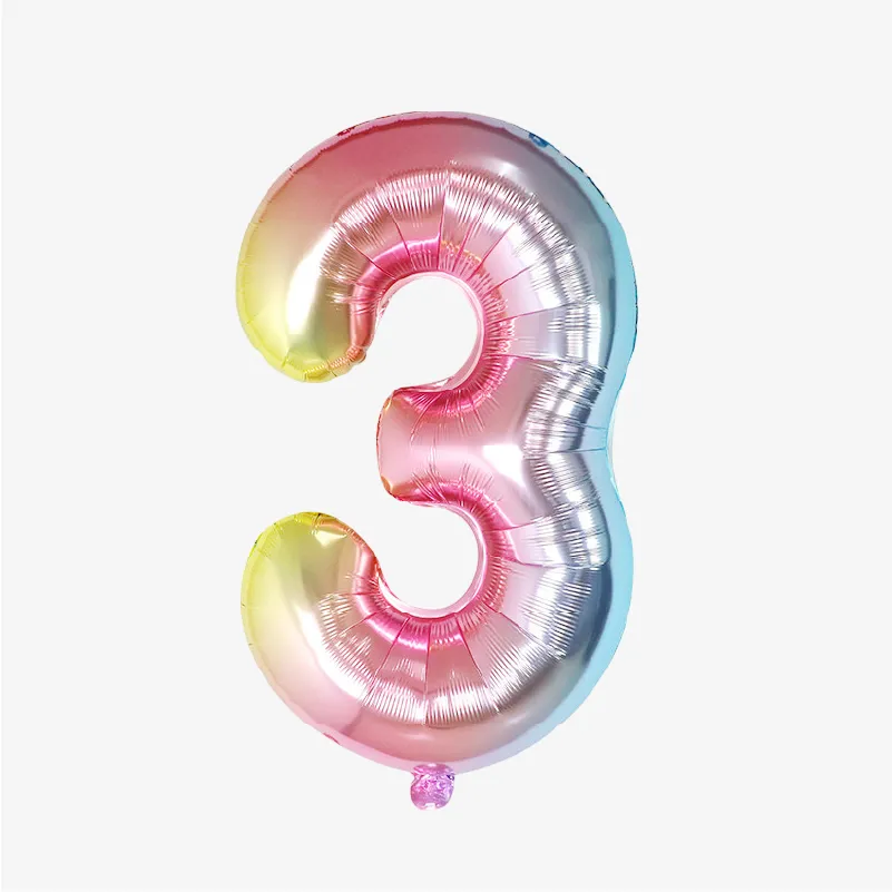 Globos de cumpleaños en forma de números (Multicolor)