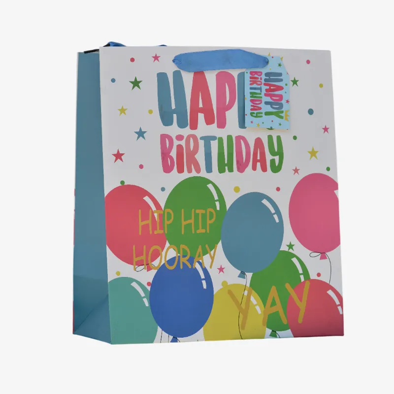Bolsa de regalos Infantil blanca con globos (grande)(ZD022A) 