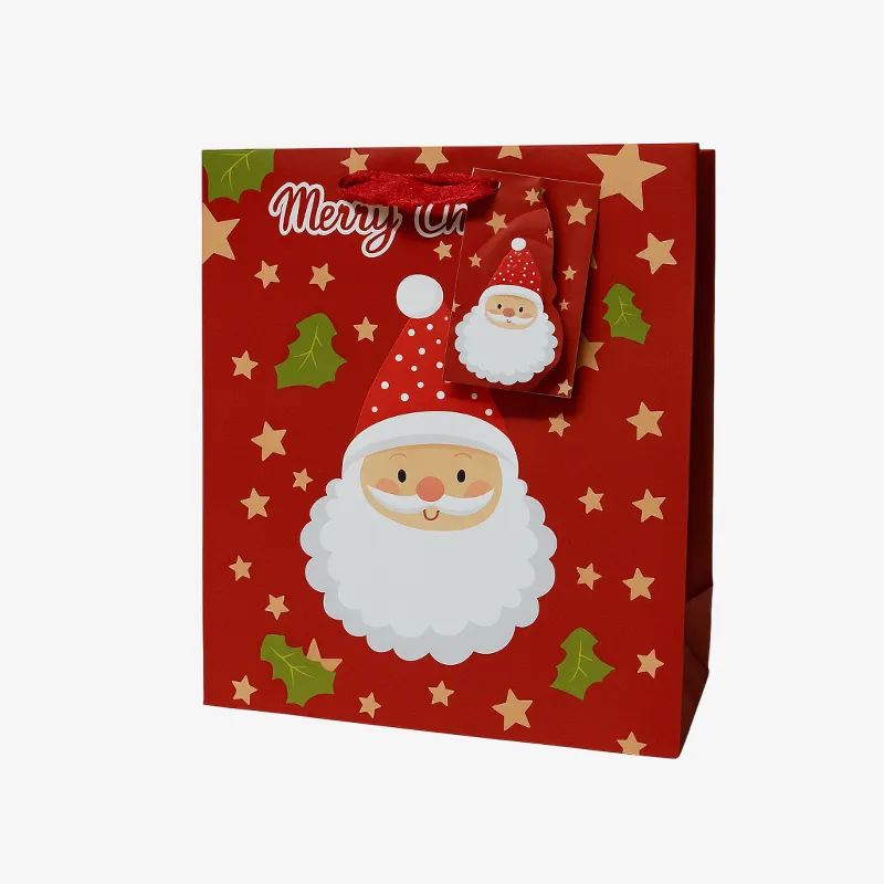 Bolsa de regalos Merry Christmas roja cara Santa Claus   ZD030B