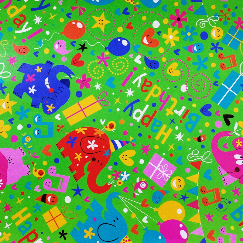 Papel de regalo para cumpleaños (elefantes)(PZ098)