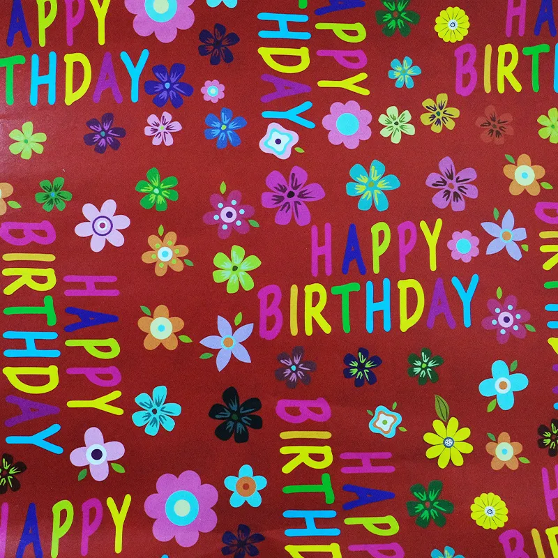  Papel de regalo para cumpleaños (Rojo Happy)(PZ098)
