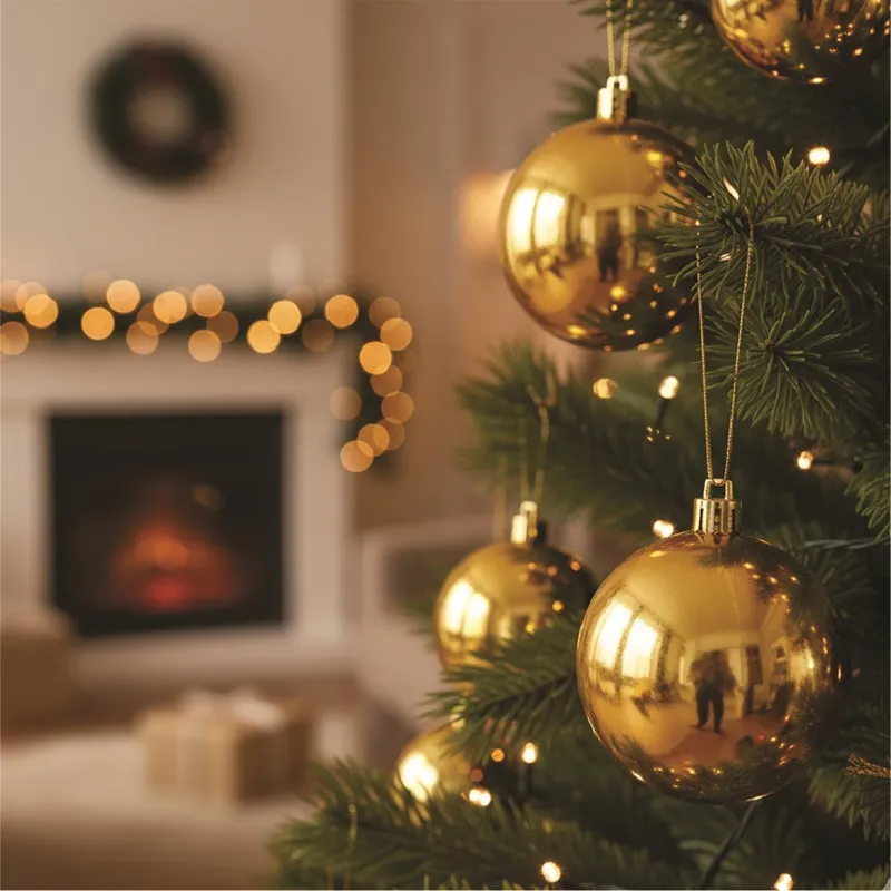 Set de 4 bolas navideñas doradas de 6cm