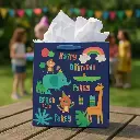 Bolsa de regalos azul con animales (grande) ZD007