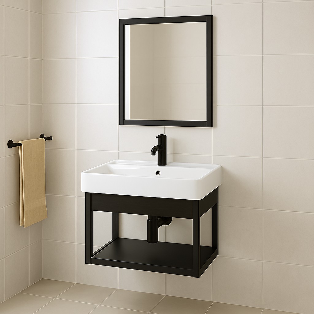 Set 1 de Baño con Espejo cuadrado y lavamanos 40*43*35CM