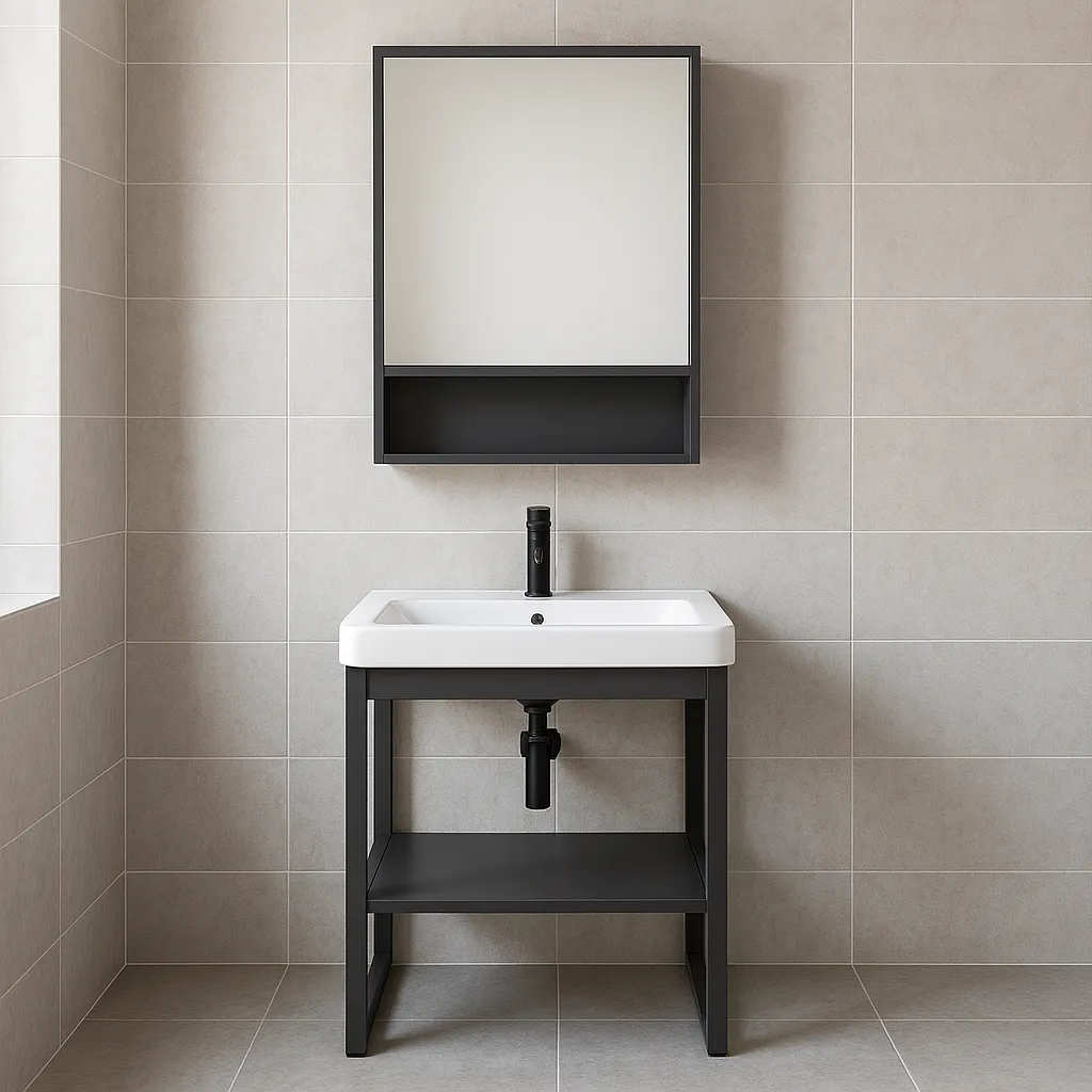 Set 11 de Baño con Espejo con puerta estilo gabinete lavamos 37*51*35CM