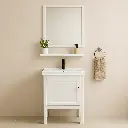 Set 15 de Baño con Espejo y mueble de 2 niveles con 1 puerta lavamanos 78*43*35CM