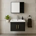 Set 19 de Baño con Espejo de repisa doble y mueble con 2 puertas lavamanos 80*47*45CM