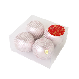 [NH09JBN6CM4U] Set de 4 bolas navideñas de 6cm blancas con detalles morado