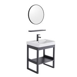 [NH12S8BLV37CM] Set 8 de Baño con Espejo redondo y lavamos 37*50*30CM