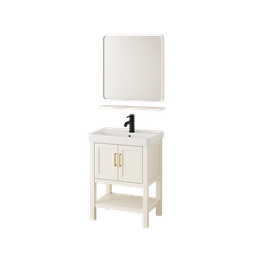 [NH12S17BEMM2P2N] Set 17 de Baño con Espejo y mueble de 2 niveles con 2 puertas lavamanos 78*43*35CM