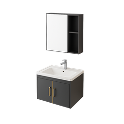 [NH12S21BEMM2P70CM] Set 21 de Baño con Espejo de repisa doble y mueble con 2 puertas lavamanos 70*47*40CM