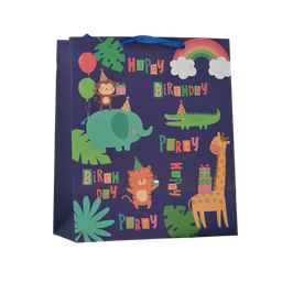 [NH09BPF250] Bolsa de regalos azul con animales (grande) ZD007