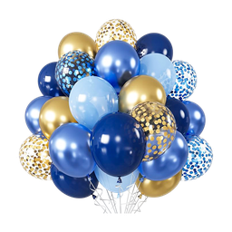 [NH09GRA500] Globos redondos azules y dorados