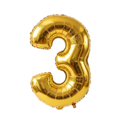 [NH09GFNA1000N3D] Globo dorado con forma de número (Número 3)