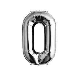 [NH09GFNA1000N0P] Globos plateado con forma de número (Número 0)  