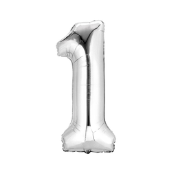 [NH09GFNA1000N1P] Globos plateado con forma de número (Número 1) 