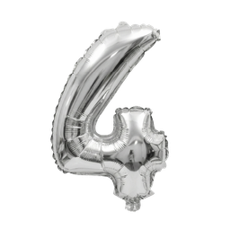 [NH09GFNA1000N4P] Globos plateado con forma de número (Número 4)