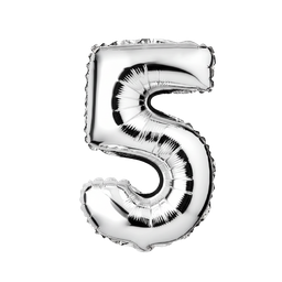 [NH09GFNA1000N5P] Globos plateado con forma de número (Número 5)