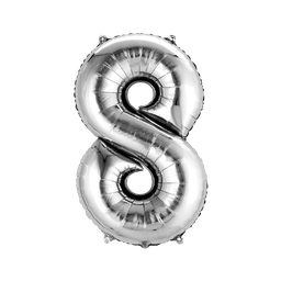 [NH09GFNA1000N8P] Globos plateado con forma de número (Número 8)