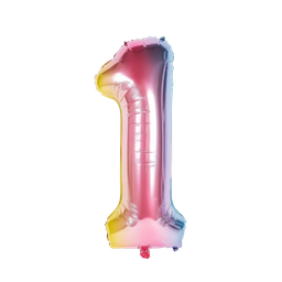 [NH09GFNB1000MCO1] Globo de cumpleaños en forma de número 1 (Multicolor)