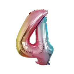 [NH09GFNB1000MCO4] Globo de cumpleaños en forma de número 4 (Multicolor)