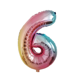 [NH09GFNB1000MCO6] Globo de cumpleaños en forma de número 6 (Multicolor)
