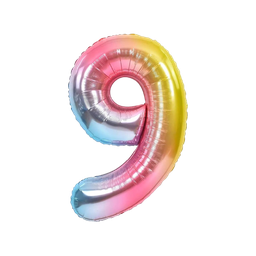 [NH09GFNB1000MCO9] Globo de cumpleaños en forma de número 9 (Multicolor)